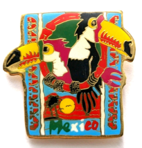 VTG Mexico Toucan Enamel Pin Colorful Bird Tribal Folk Art Style Souveni... - $12.99