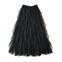Black Tiered Tulle Maxi Skirt Full Layered Skirt Outfit Wedding Tulle Tutu Skirt image 1