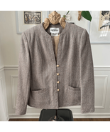 Vintage Judy’s Place Tweed Blazer Jacket Brown Blue M 10 - $39.68 CAD