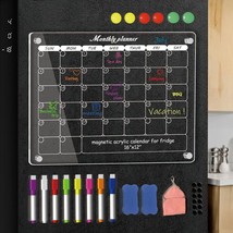 Acrylic Magnetic Monthly Calendar for Fridge, 16&quot;x12&quot; Clear Magnetic Monthly Dry - £13.30 GBP
