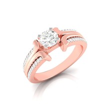 Natural Diamond 14kt Engagement Rose Gold Ring,Unique Anniversary Gift Pave Set  - $1,831.95