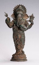 Ganesh - Antique Thai Style Bronze Standing 4-Arm Ganesha Statue - 35cm/14&quot; - £391.99 GBP