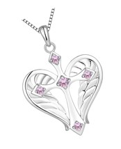 Cross Necklace 925 Sterling Silver Heart Angel - £157.74 GBP