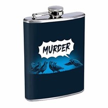 Murder Crows Hip Flask Stainless Steel 8 Oz Silver Drinking Whiskey Spir... - £7.82 GBP