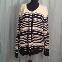 Merona 4 Cardigan Sweater stripes plus 4X Black White MOP Buttons - £13.36 GBP