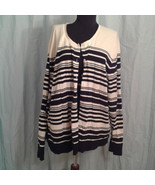 Merona 4 Cardigan Sweater stripes plus 4X Black White MOP Buttons - £12.76 GBP