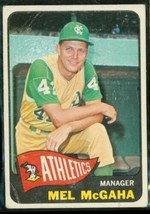 Vintage 1965 Topps Baseball Trading Card #391 Mel Mcgaha Kansas City A&#39;s Manager - £7.58 GBP