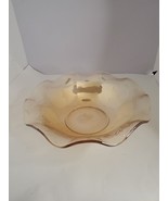 Vintage Jeannette FLORAGOLD Peach Gold Opaline Glass Ruffled Serving Bow... - $21.66 CAD