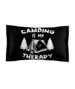 Microfiber Pillow Sham - Camping Is My Therapy - Black and White Tent De... - £24.63 GBP+