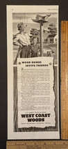 Vintage Print Ad West Coast Woods Home Father Son Build Birdhouse 1940s ... - $11.75