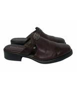 Womens Minnetonka 6052 Brown Leather Horsebit Medallion Cap Toe Mule Clo... - $29.69