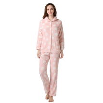 RH Women&#39;s Pajama Set Polka Soft Fleece Two-Piece Set Loungewear Sleep R... - £11.91 GBP