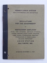 1921 Antique Prr Pa Railroad Regulations For Government Of Restaurant Employees - £69.86 GBP