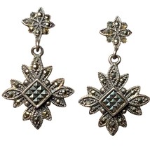 Vintage Sterling silver Marcasite Dangle Earrings. Missing Some Stones - $70.00