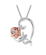 Classic Crystal Rose Gold Heart Necklace - $19.18 CAD