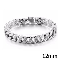 16l polished curb bracelet stainless steel bracelet for men boy cut cuban link bracelet thumb200