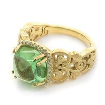 18K Yellow Gold 5.56ct TGW Green Tourmaline and Diamond One-of-a-Kind Ring - £2,921.44 GBP