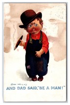 Child Smoking Cigar Dad Said Be a Man Comic DB Postcard R14 - $8.86