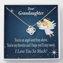 Angel Granddaughter from Grandma Love Knot Necklace Stainless Steel w CZ Stone w - £50.27 GBP