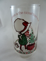 Coca Cola Holly Hobbie w Cat Merry Christmas Vintage Glass 1977 - £5.94 GBP