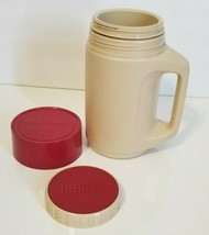 VINTAGE Thermos Model # 4215 Red Mug Cup Beige Bottom - £12.50 GBP