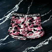 Nwt Under Armour Girls&#39; Play Up Camo Print Loose Shorts Size YXL/TG/EG Pink White - $19.79