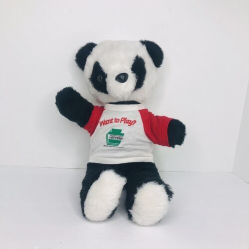 Vintage 1990 Pennsylvania Lottery 17” Plush Panda Bear Stuffed Animal USA Made - $24.65