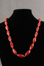 Vintage Costume Jewelry Red Oblong Lucite Gold Tone Metal Bead TRIFARI N... - $19.76