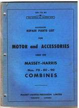 Massey Harris Combine 70 80 90 Motor &amp; Accessories Illustrated Repair Parts List - £15.81 GBP