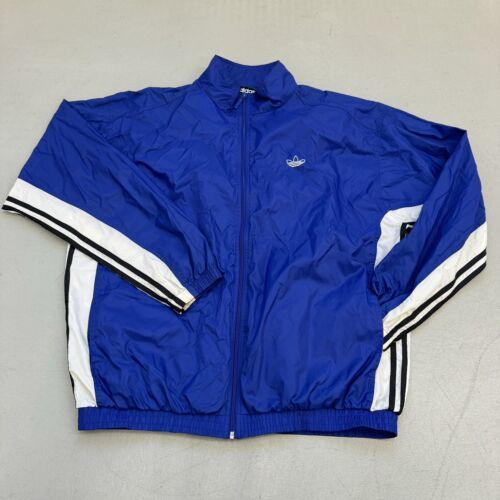 Adidas Vintage Windbreaker Jacket, Blue, XL- Has One Flaw (hole on back) - $21.77