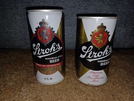 2 Stroh&#39;s Bohemian Style Beer Cans 12 Oz Vintage VTG Detroit Man Cave Ba... - £14.12 GBP