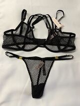 VICTORIAS SECRET VERY SEXY STRAPPY FISHNET OPEN CUP LOW CUT DEMI BRA blu... - $22.77
