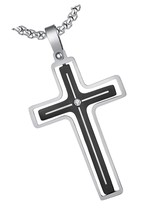 Cross Necklace for Men 316L Stainless Steel Rotatable 24 - £93.89 GBP