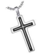 Cross Necklace for Men 316L Stainless Steel Rotatable 24 - £91.72 GBP