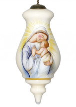 Mother Mary with Baby Hand Painted Mouth Blown Glass Ornament - $65.99