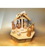 Vintage Hand Carved Wooden Nativity Scene Music Box Plays Silent Night W... - £35.19 GBP