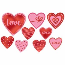 Hot Stamped Hearts Valentines Day 6.5 to 12 inch Cutouts Paper 9 Ct - £5.95 GBP