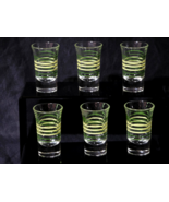 Vintage HAZEL ATLAS Shot Glass Green Yellow Stripe MCM Art Deco Retro - ... - €30,99 EUR