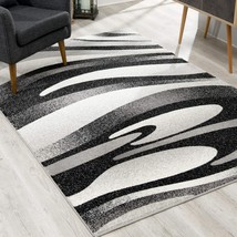 HomeRoots 394057 7 x 9 ft. Black &amp; Gray Abstract Marble Area Rug - £289.27 GBP