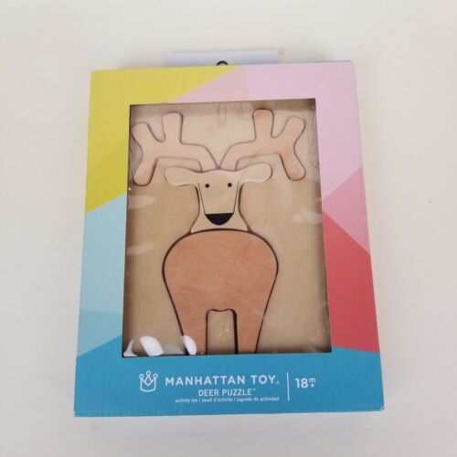 Manhattan Wooden Deer Puzzle Toy Stacking Sorting Developmental  18 Months - £6.22 GBP