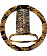 Steering wheel cover, seat belt covers &amp; rear view mirror cover  Brown T... - $25.30 CAD