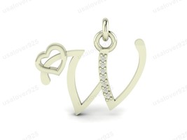 W Alphabet Diamond Stone Heart Shape 925 Sterling Silver Handmade Pendan... - $35.00