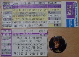 DURAN DURAN Vintage Ticket Stubs 2000 San Diego Raleigh NC + Metal Butto... - $14.75