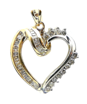 1/4 Ct Diamond Heart Pendant Real Solid 10 K Gold 3.2 G - £203.99 GBP