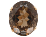 18k Ring with Large Oval Genuine Natural Smoky Quartz Size 6.75 (#J6606) - $856.35