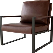 Hooseng Modern Mid-Century Accent Chair, PU Leather Single Sofa Armchair, Coffee - £130.68 GBP