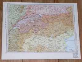 1951 Original Vintage Map Northern Italy Switzerland Alps Verso Spain Portugal - £15.13 GBP