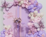 Purple Butterfly Balloon Arch Garland Kit 150 Pcs White Sand Boho Pastel... - £27.30 GBP