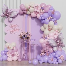 Purple Butterfly Balloon Arch Garland Kit 150 Pcs White Sand Boho Pastel... - £26.73 GBP