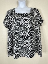 Cato Womens Plus Size 26/28W (3X) Animal Print Square Neck Top Short Sleeve - $14.09